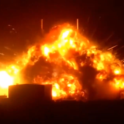 Huge explosion in Florida as Blue Origin rocket bursts into flames